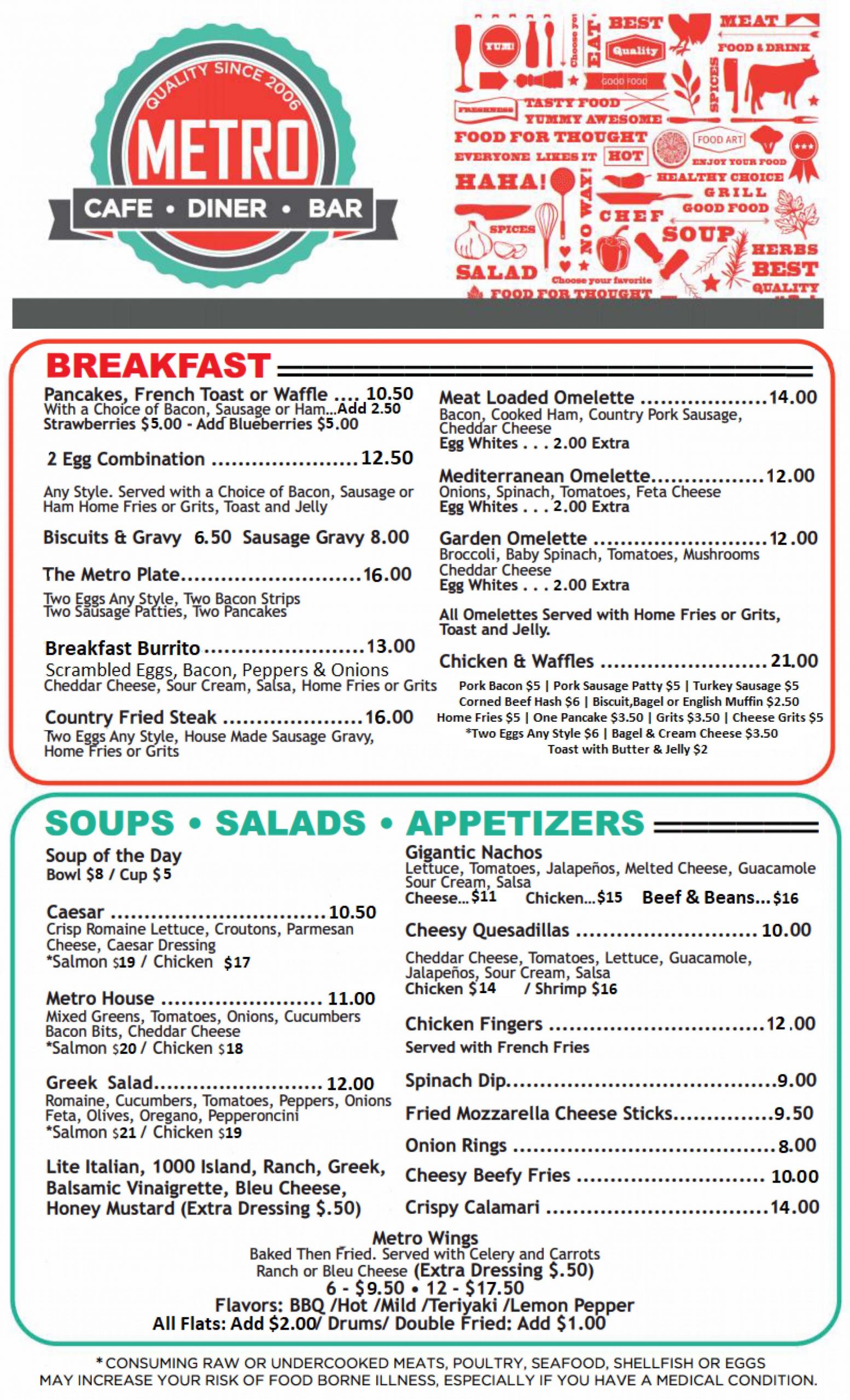 Metro Cafe Diner Atlanta Menu Page 1 8-21-21